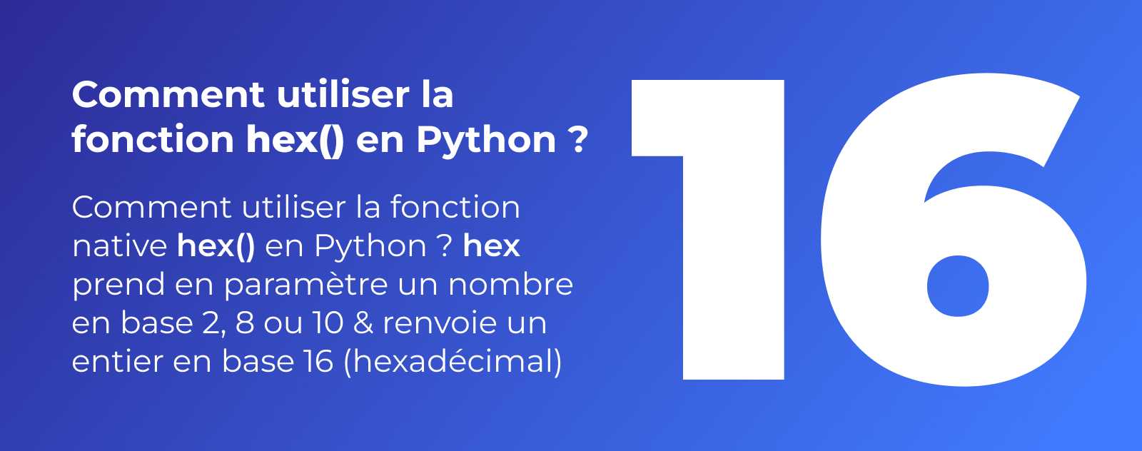 La fonction hex en Python