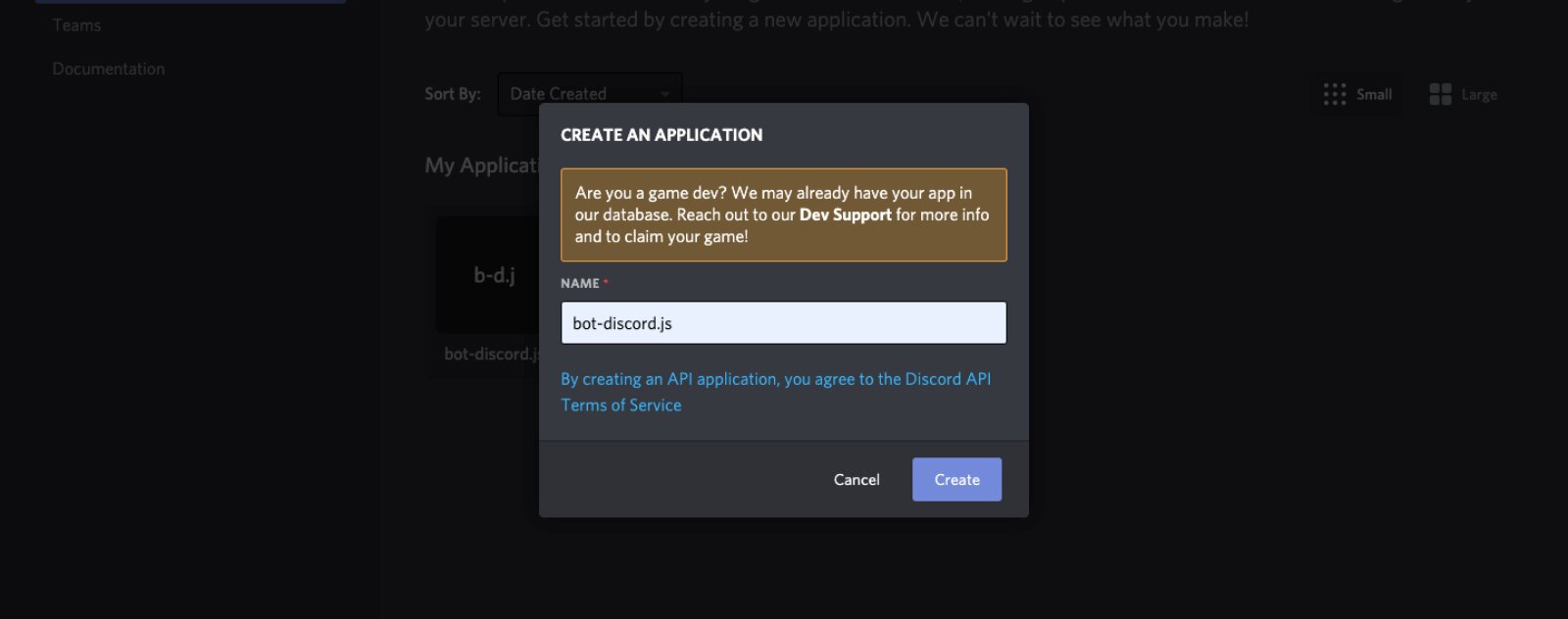 Créer une application Discord sur le Portail Développeurs