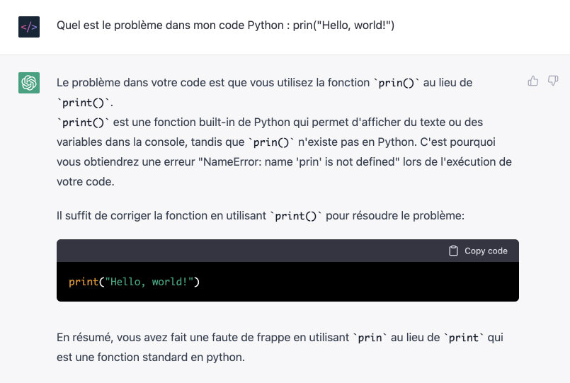 Trouver des erreurs dans votre code