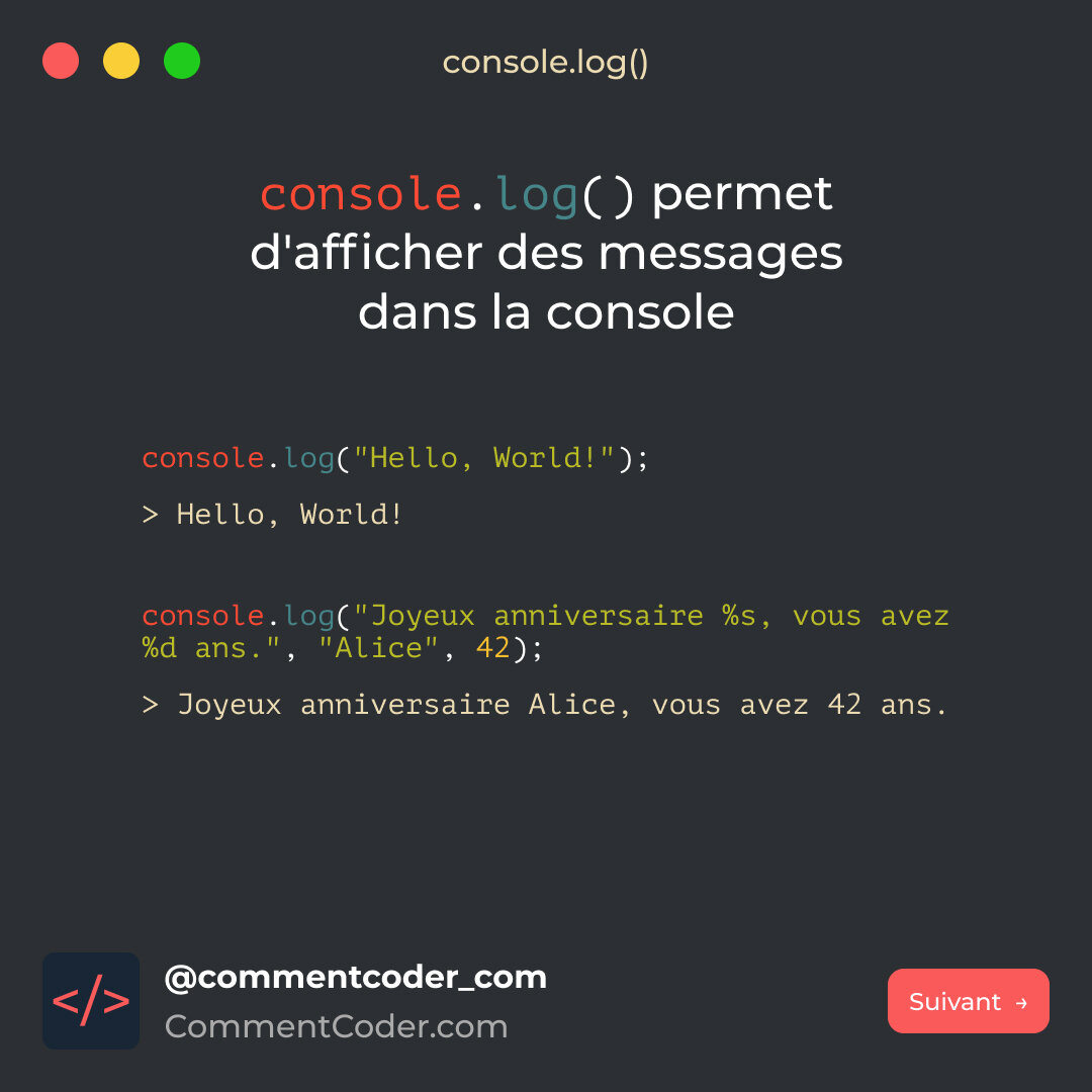 console.log