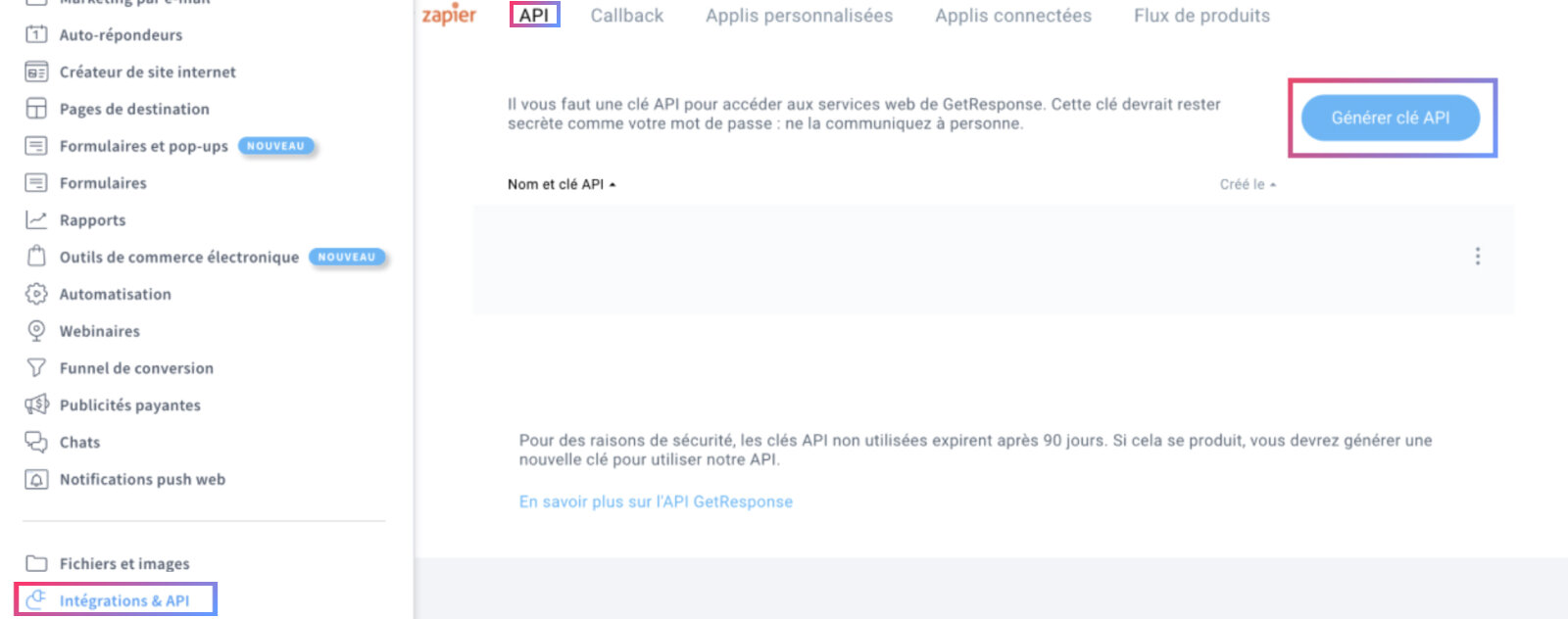 Comment obtenir une clé API GetResponse ?