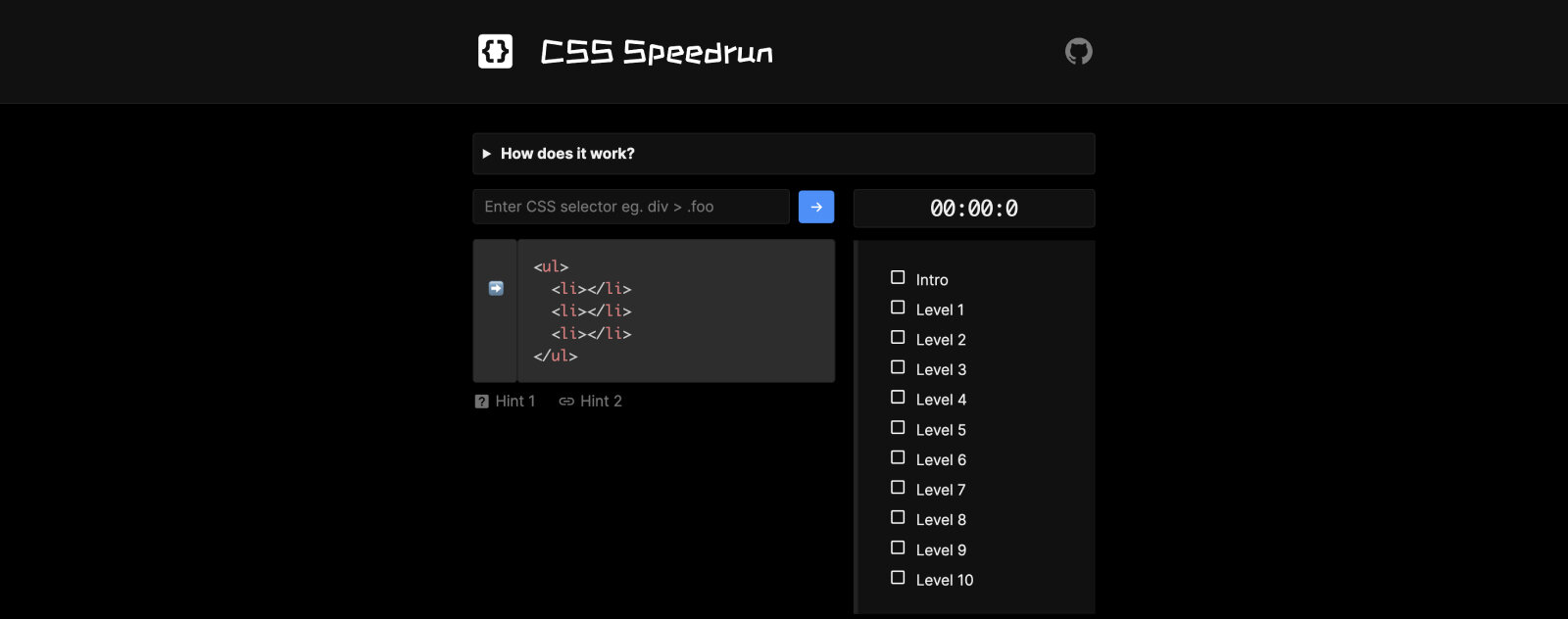 CSS Speedrun jeu pour apprendre le CSS