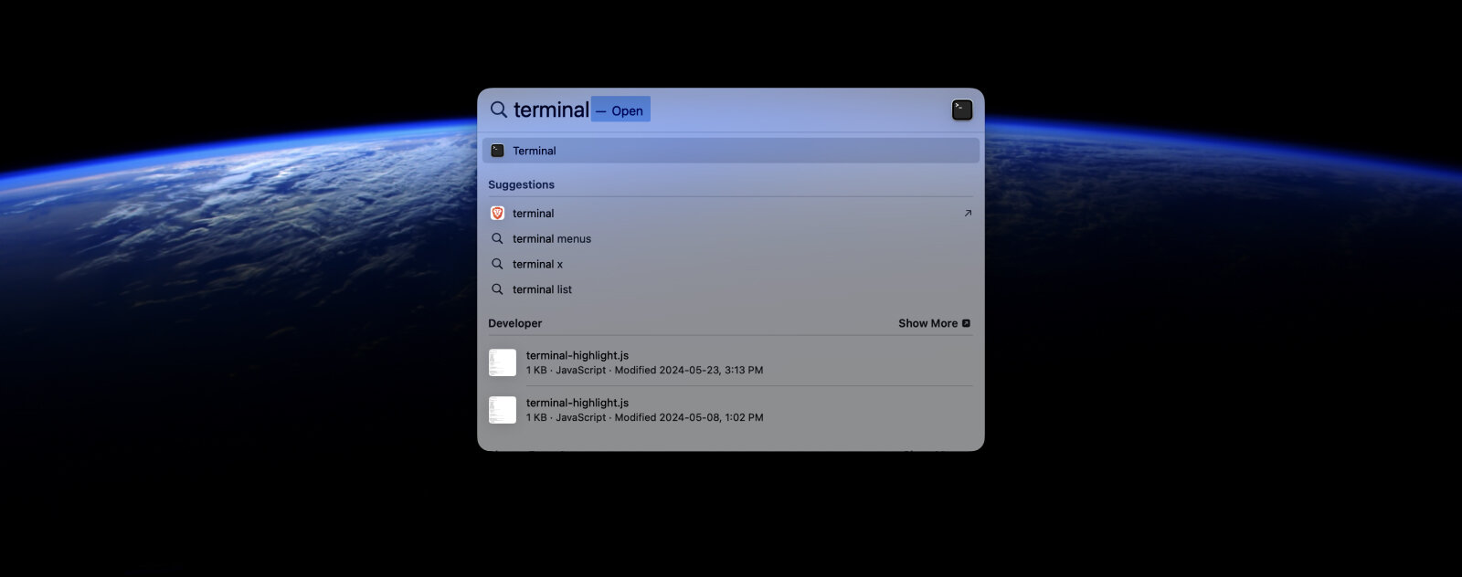 Ouvrir le terminal depuis Spotlight sur Mac