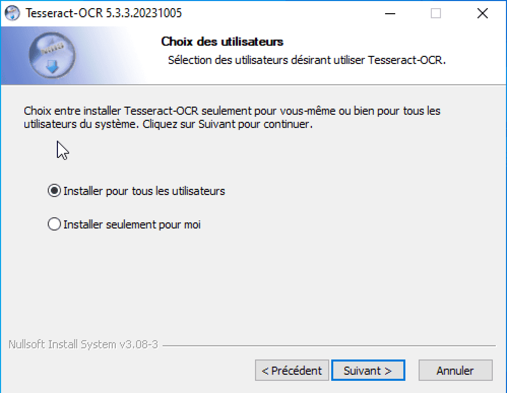 Installation Tesseract utilisateurs
