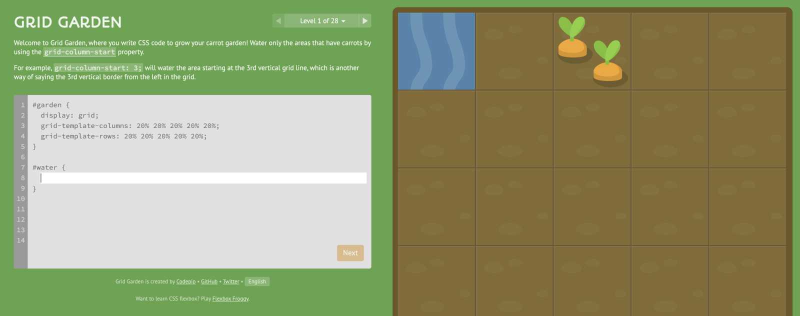 Grid garden jeu pour apprendre le CSS