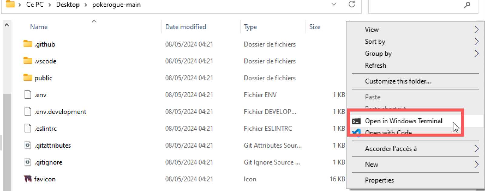 Ouvrir un terminal sur Windows