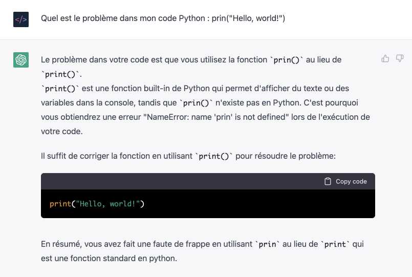 Trouver des erreurs dans votre code