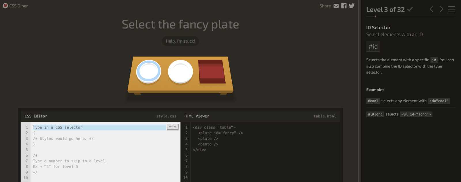 CSS Diner jeu pour apprendre le CSS