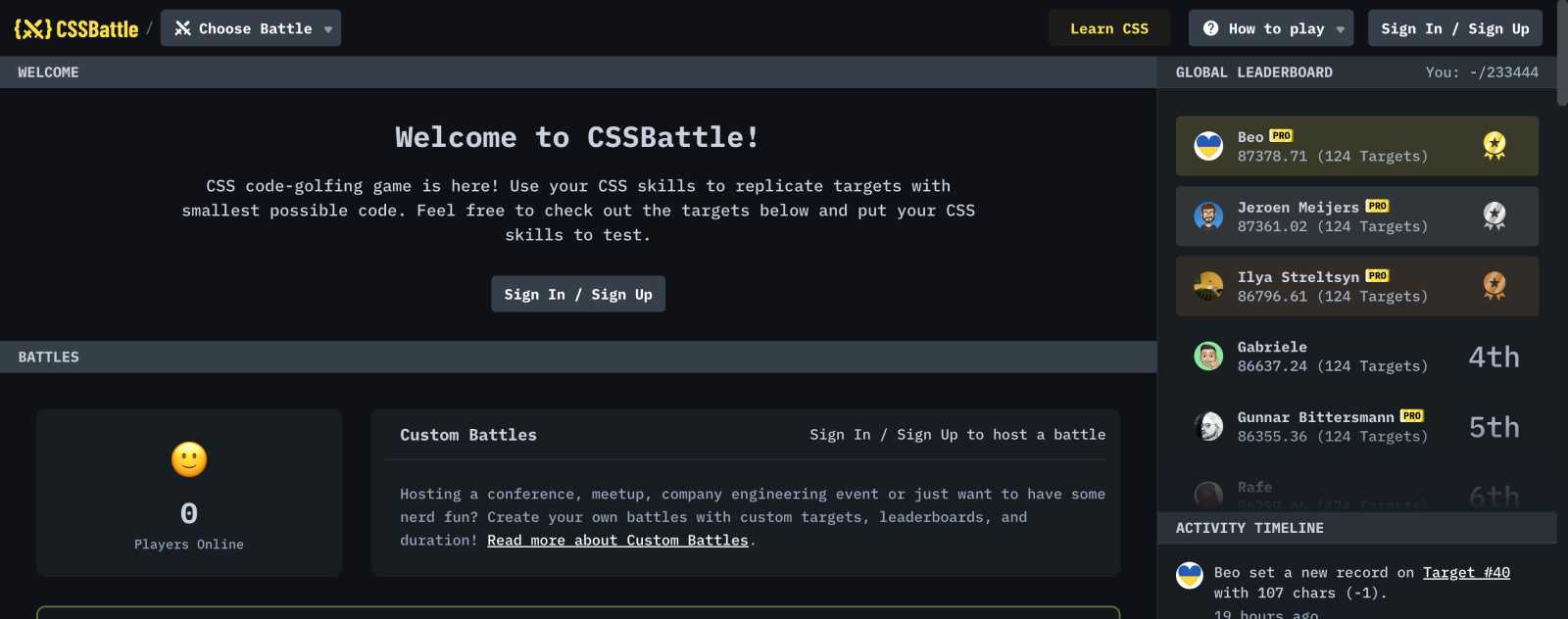 CSSBattle jeu pour apprendre le CSS