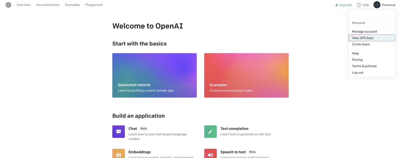 View API Keys site OpenAI