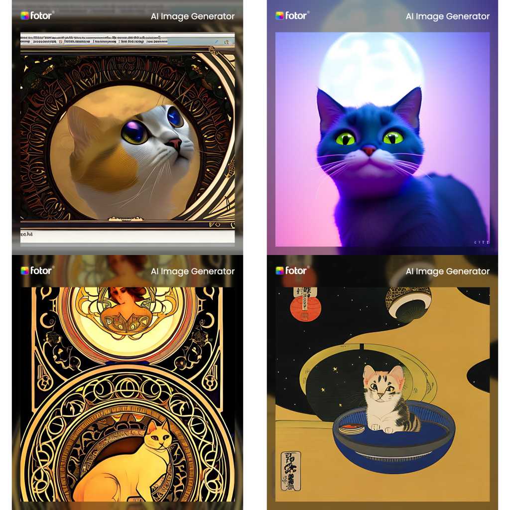 Fotor GoArt avec le prompt chat dans l'espace