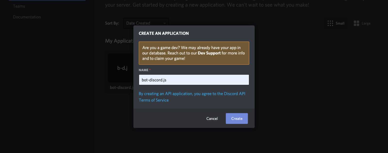 Créer une application Discord sur le Portail Développeurs