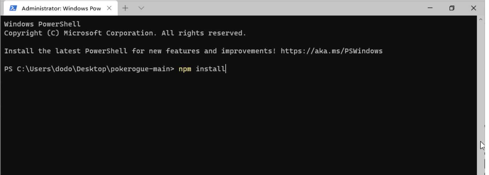 npm install windows