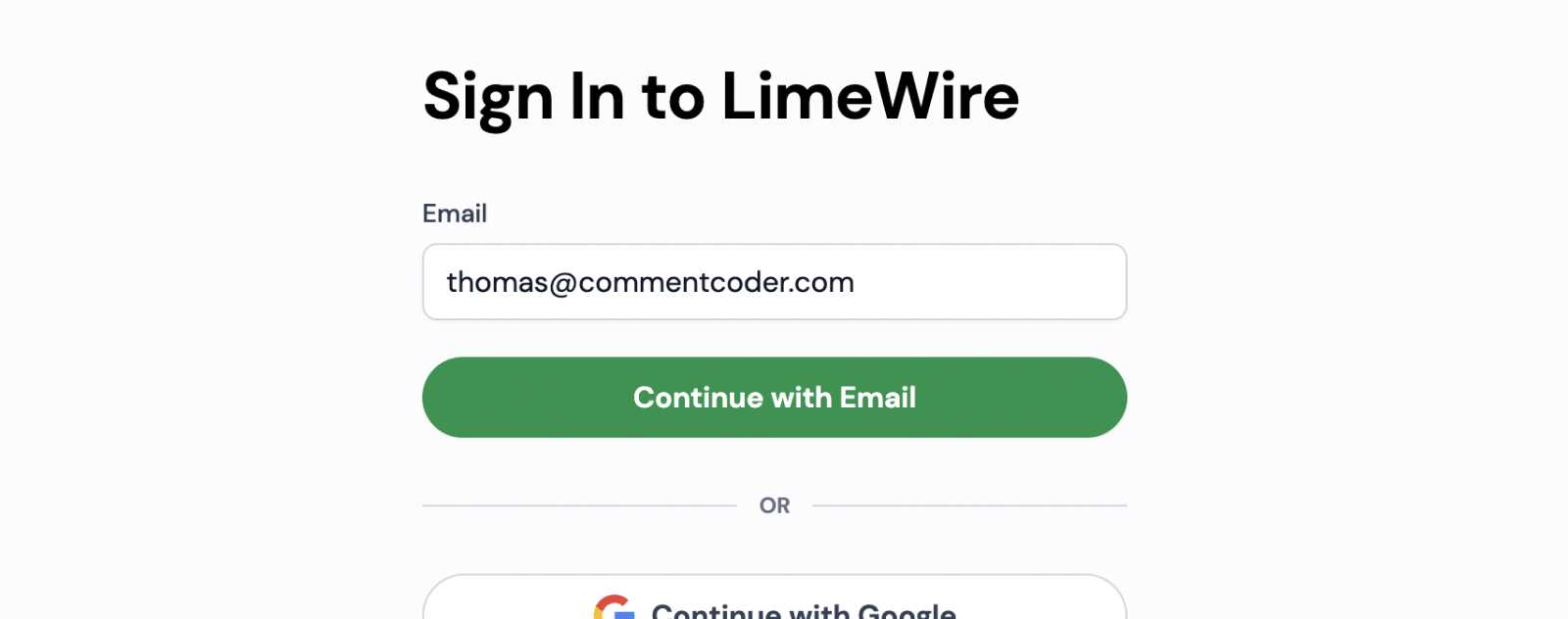 S'inscrire par email sur LimeWire