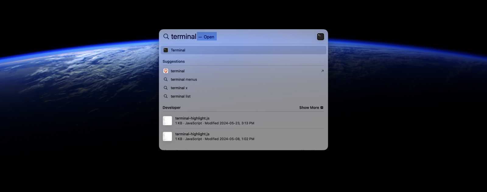 Ouvrir le terminal depuis Spotlight sur Mac
